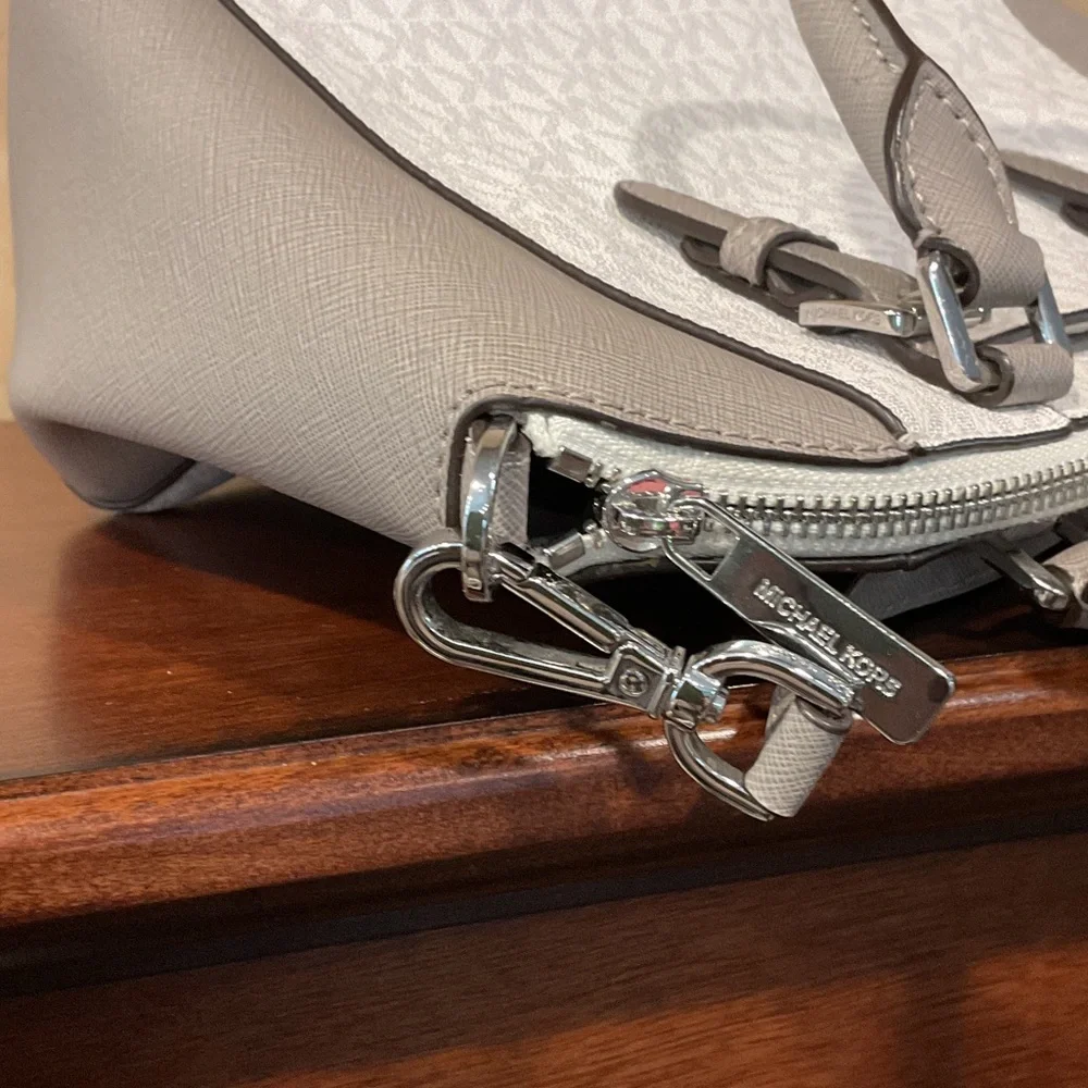 Michael Kors Two-Tone Light Gray & White Dome Satchel